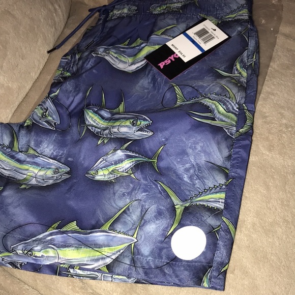 Psycho Tuna M or XL Atlantic Blue Psycho Tunas swim trunks New - Picture 7 of 14